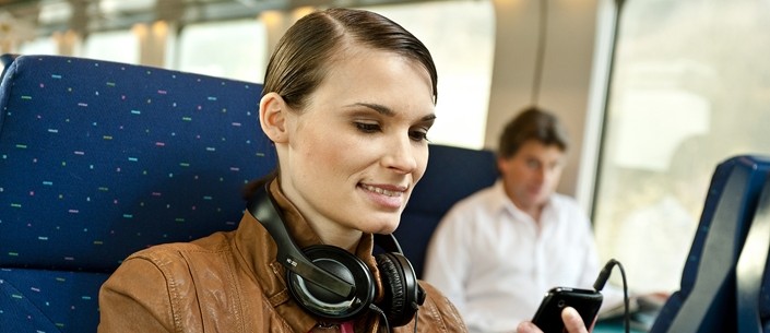 Young woman in the train