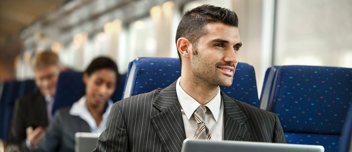 Young man in the train